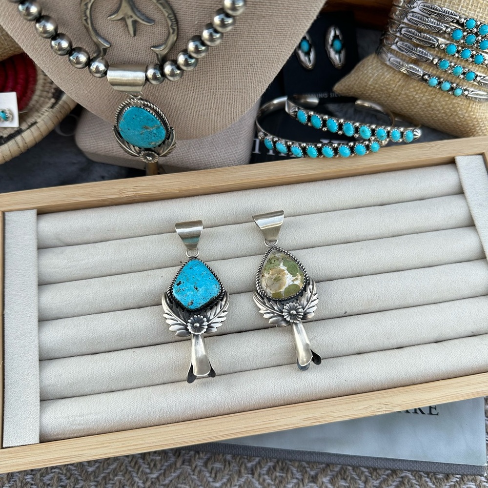Native Made Turquoise Blossom Pendant